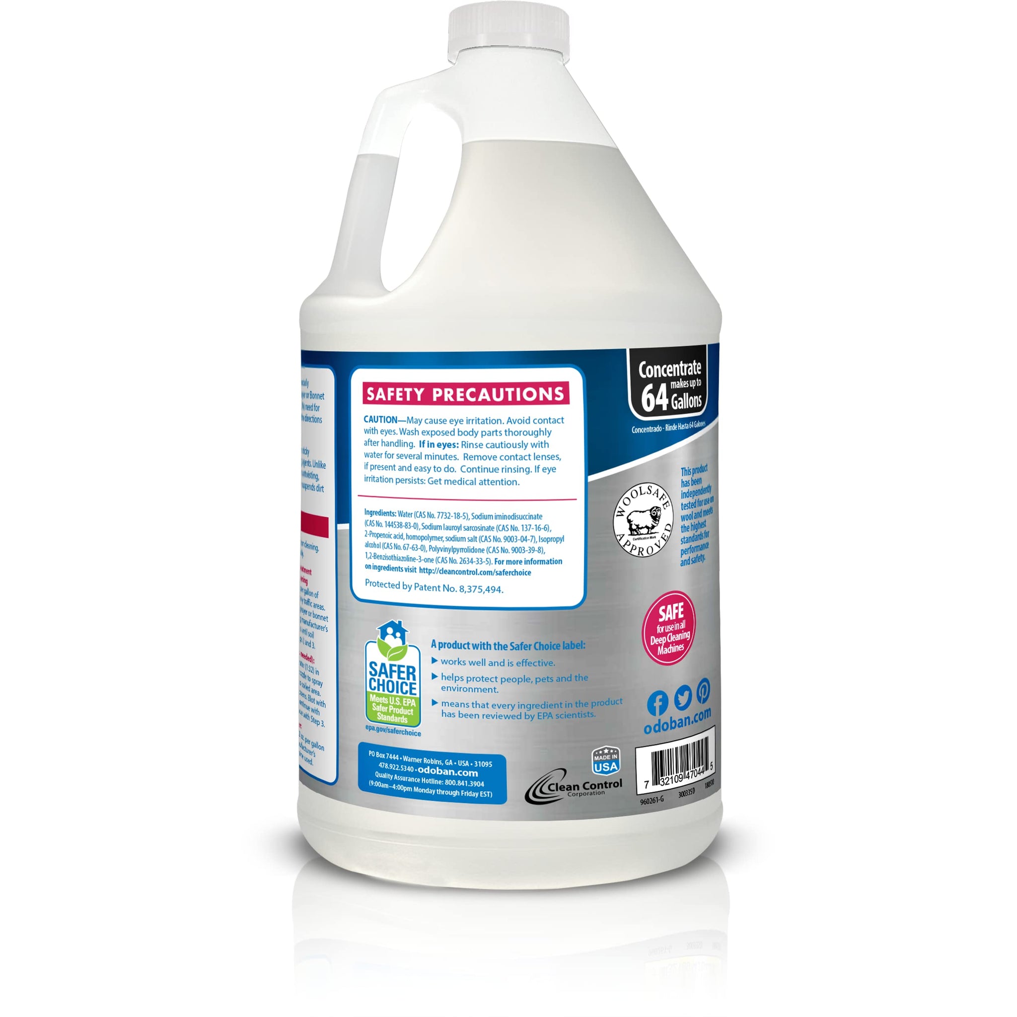 OdoBan 3-in-1 Carpet Cleaner, Made in the USA, Set of 2, 1 Gallon Each