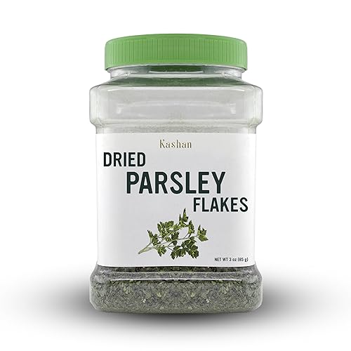 Kashan Dried Parsley Flakes, Perejil, Great for Cooking & Food Flavoring, Middle Eastern Cuisine and Aromatic Seasoning, Vegetarian 3oz (85g)