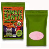 Zombie Santa Brain Fluff Cotton Candy - Gourmet Christmas Candy Gifts for Teens - Funny Gag Gift for Zombie Lovers - Pink Strawberry Flavor