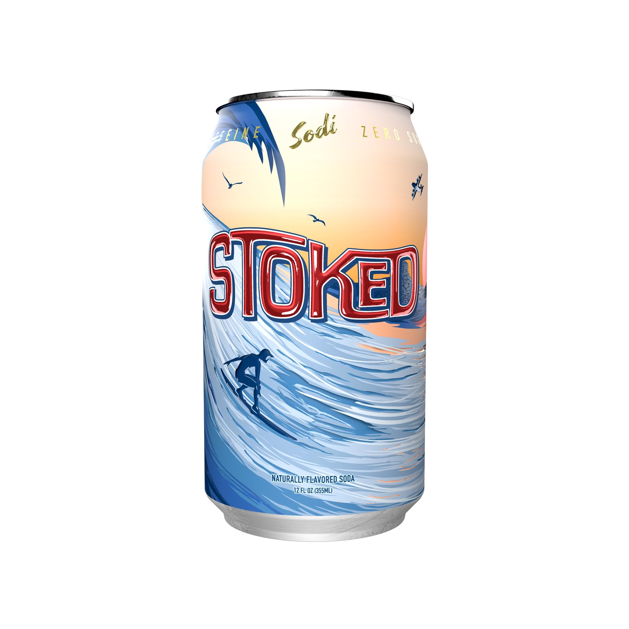 Sodi | Better For You Sparkling Soda Pop | Stoked | Zero Sugar | Zero Caffeine | Zero Colors or Dyes | Gluten Free | Naturally Flavored | 12fl oz