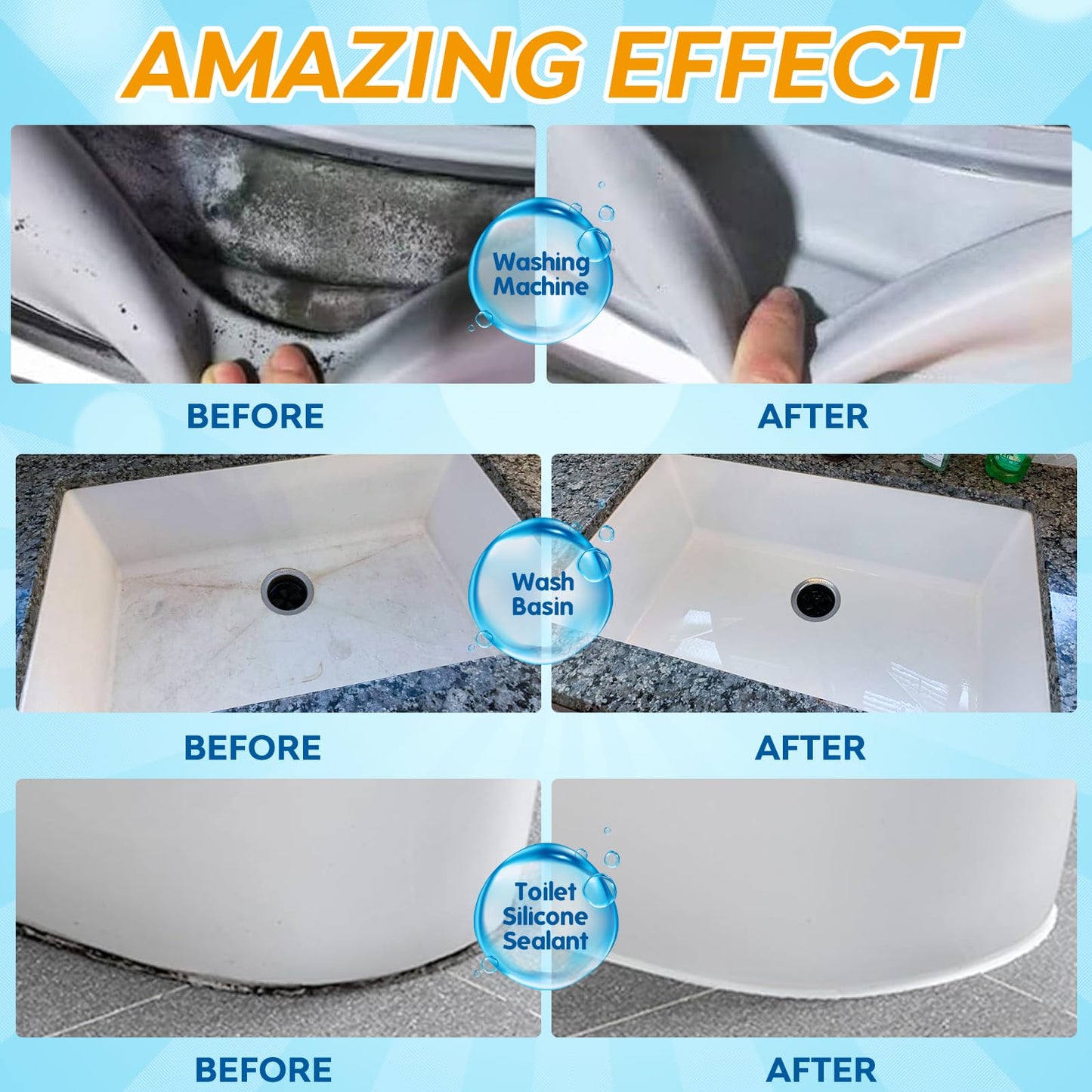 Mold Stain Remover Gel, Washing Machine Gasket Cleaner for Front Loader Washer Rubber Seal Home Stain Removal Gel for Grout, Caulk, Refrigerator