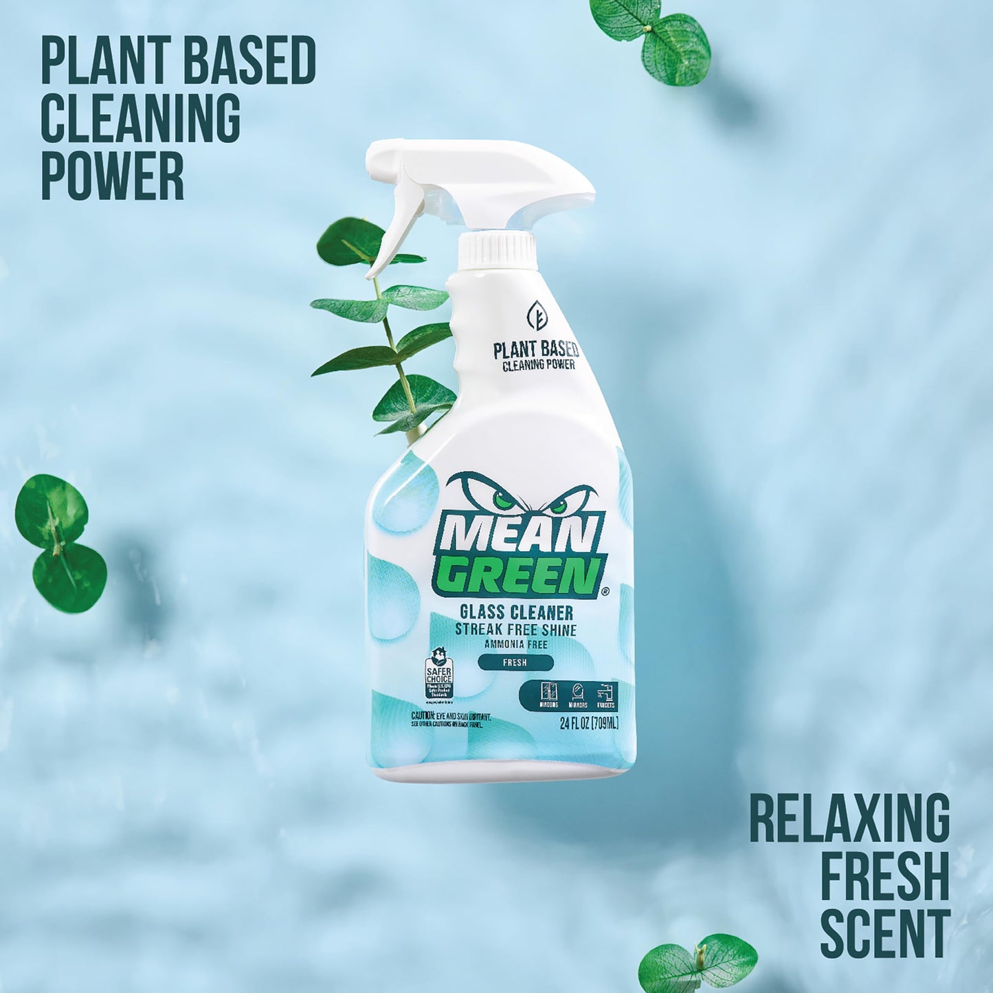 Mean Green Glass Cleaner Spray, Fresh Scent, 24 oz - Streak-Free Shine, Ammonia-Free, Windows, Mirrors, Glass & Chrome Surfaces
