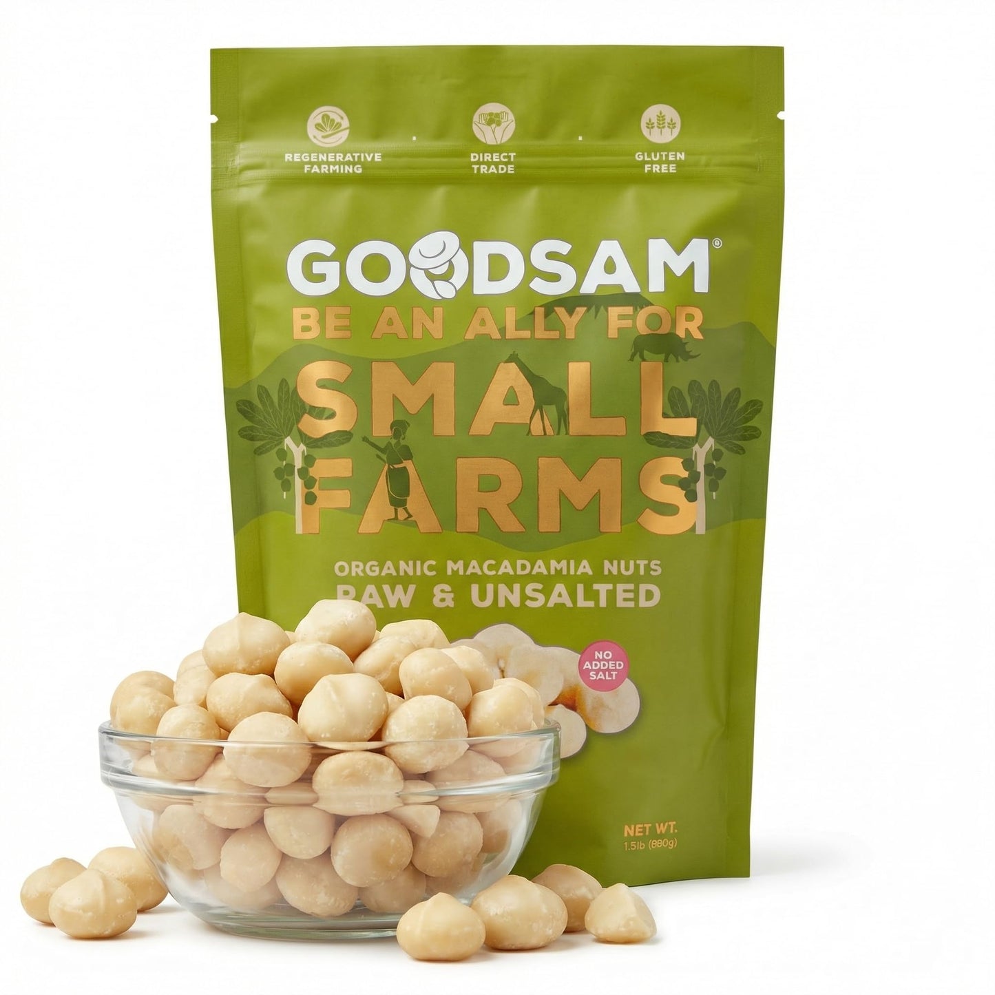 GoodSAM Small Farms Organic Raw Macadamia Nuts 1.5lb | Creamy & Buttery | One Ingredient, Zero Additives | 23g Healthy Fats, 1g Net Carb |