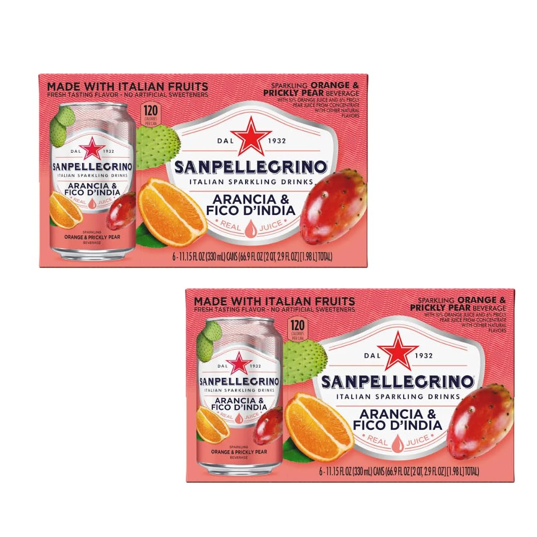 San Pellegrino Prickly Pear Sparkling Beverage - 12 Pack, 11.15 fl oz Cans | Refreshing Italian Sparkling Drink, Naturally Flavored, No Artificial