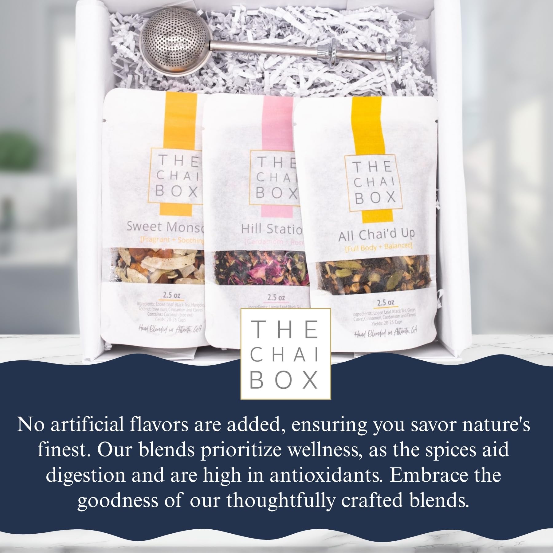The Chai Box Loose Leaf Tea Gift Set - Featured in Oprah's Favorite Things | 3-Flavor Caffeinated Chai Tea Gift Box with Stainless Steel Steeper (3