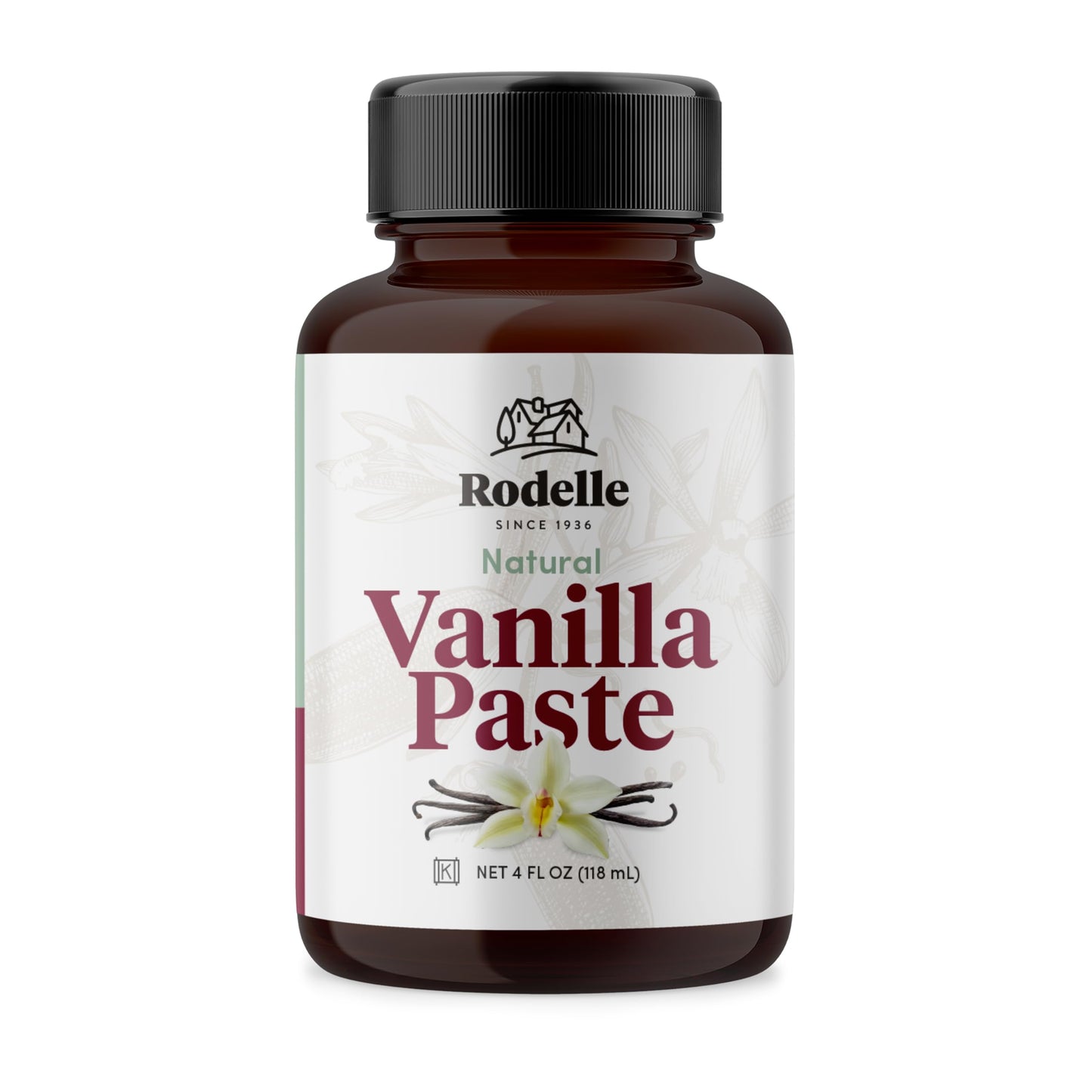 Rodelle Vanilla Bean Paste, Madagascar Bourbon for Baking, Gluten Free, 4 Fl Oz.
