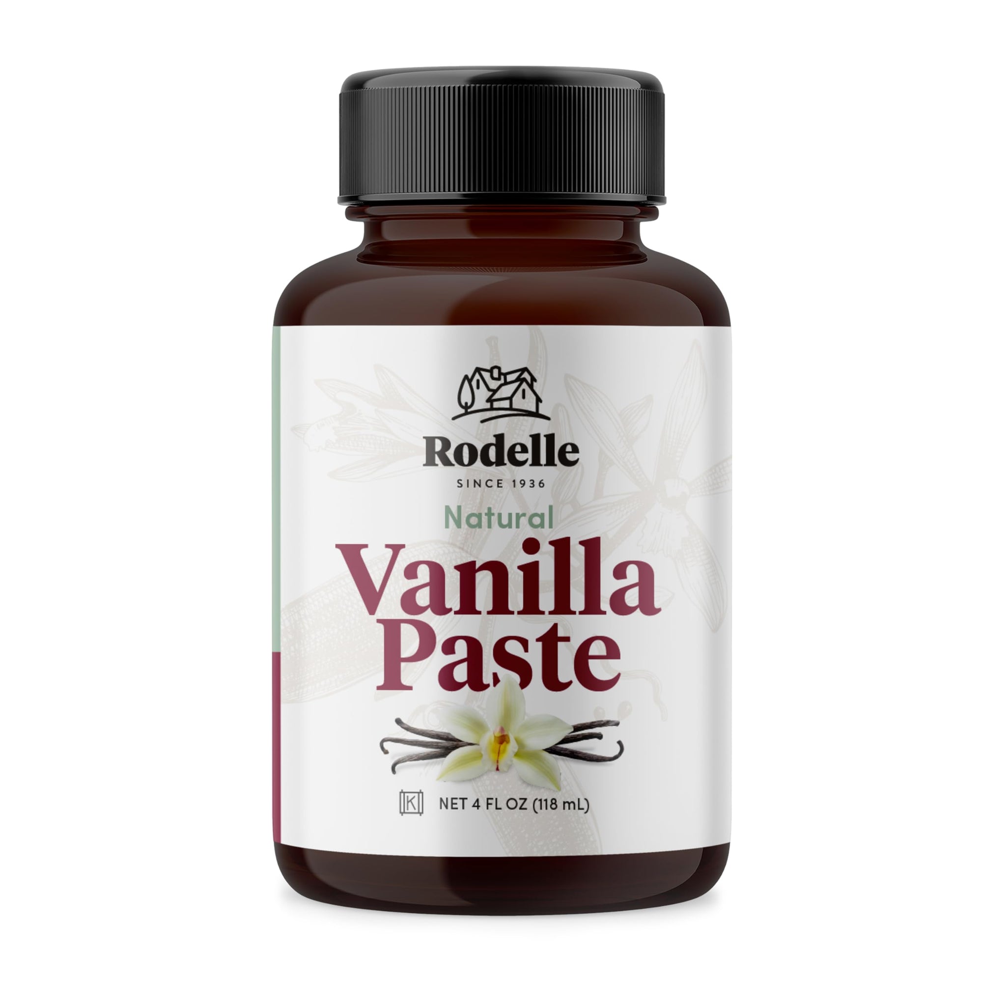 Rodelle Vanilla Bean Paste, Madagascar Bourbon for Baking, Gluten Free, 4 Fl Oz.