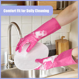 FCTTD Rubber Kitchen Dishwashing Gloves - 4 Pairs Colorful Reusable Cleaning Gloves for Kitchen Washing Dishes and Household Cleaning (Medium