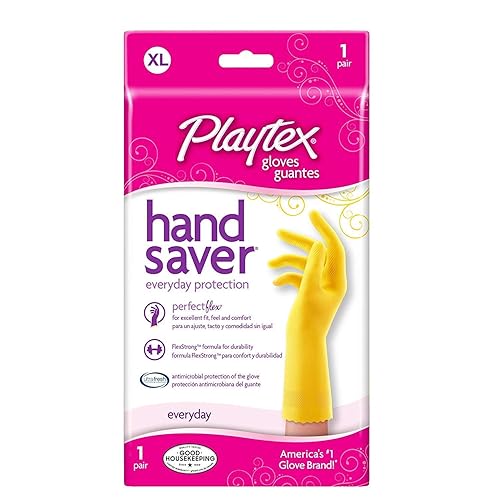 PLAYTEX HandSaver Rubber Gloves for Kitchen and Household Cleaning (8 Pairs), XL
