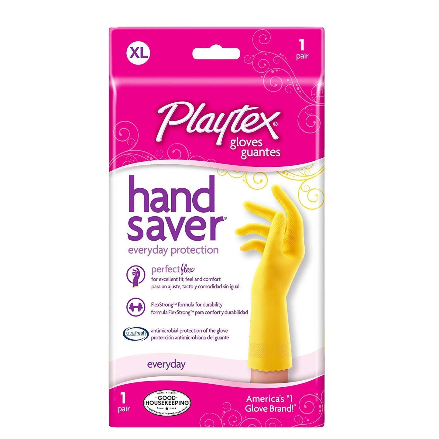PLAYTEX HandSaver Rubber Gloves for Kitchen and Household Cleaning (10 Pairs), XL