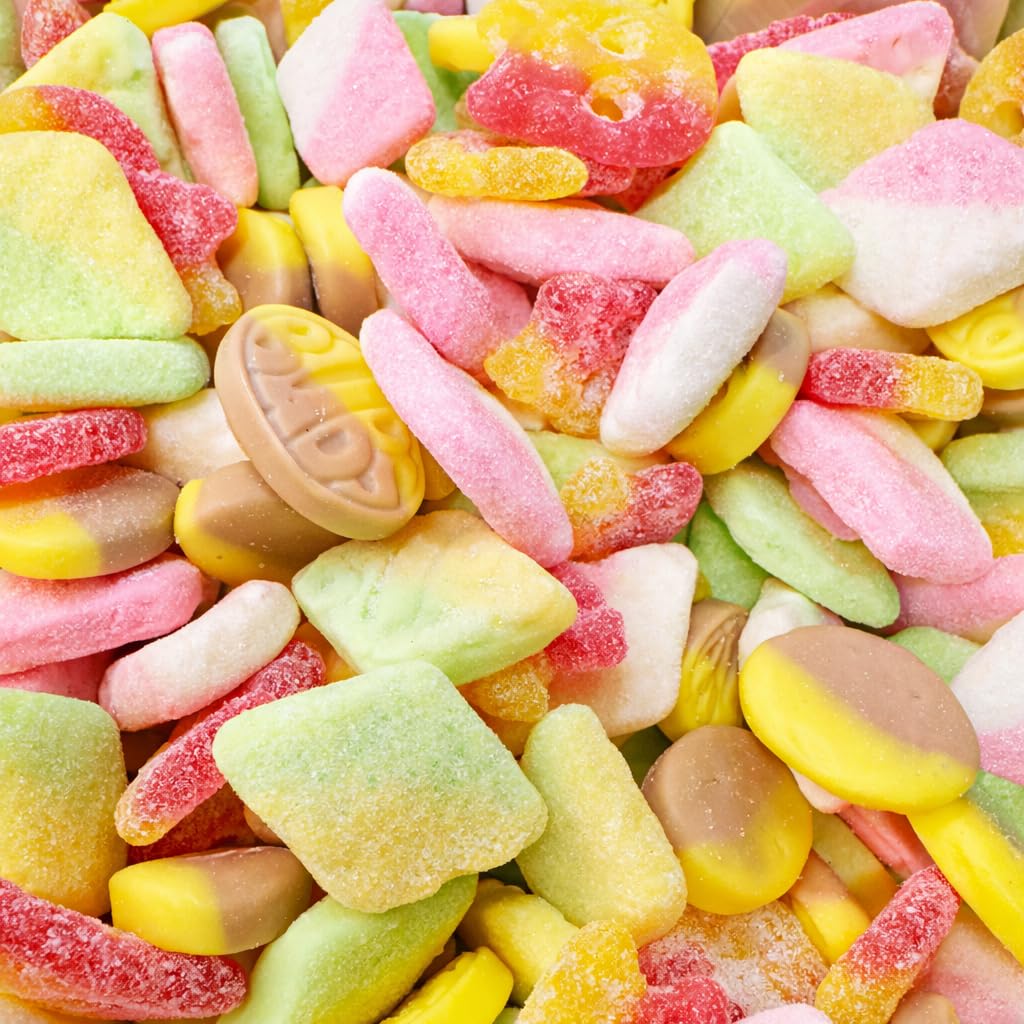 Swedish Bubs Candy Mix - Sour & Sweet Swedish Gummies | Banana Toffee, Tutti Frutti, Lemon Raspberry & Strawberry Vanilla (1 lb)
