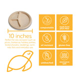 100% Compostable Disposable Paper Plates Bulk [10" 3-Comp 50 Pack], Bamboo Plates, Eco Friendly, Biodegradable, Sturdy Large Dinner Party Plates
