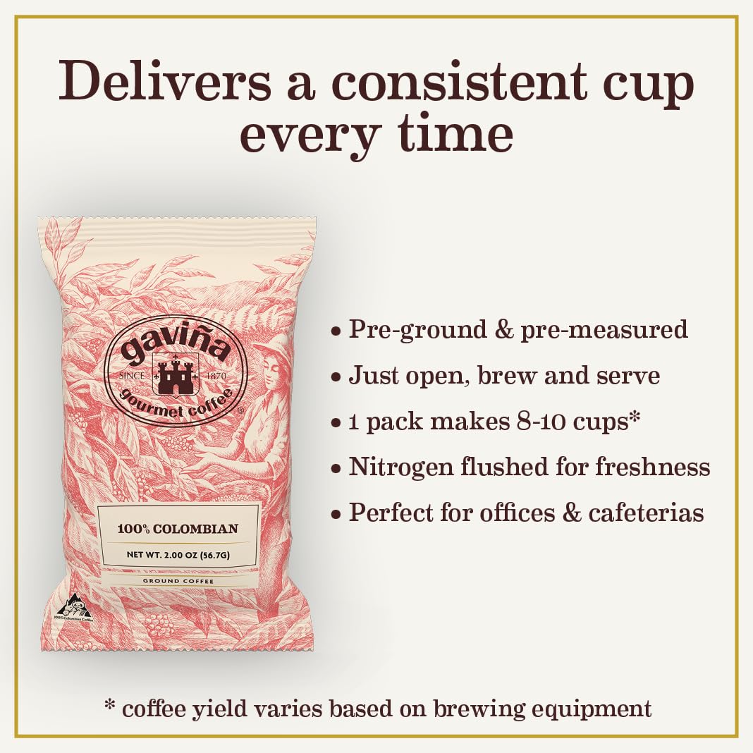 Gaviña Gourmet Coffee 100% Colombian portion packs, Medium Roast, 42 x 2 oz