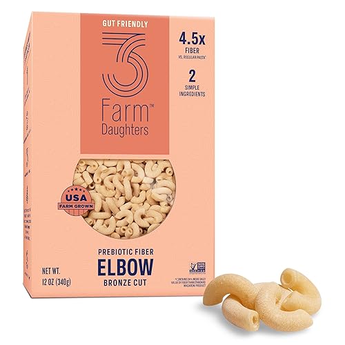 Three Farm Daughters High Fiber Elbow Macaroni Pasta Pack, Low GI, Non GMO Elbow Pasta Noodles, Low Net Carb, Made in the USA, 12 oz. (1 Pack)