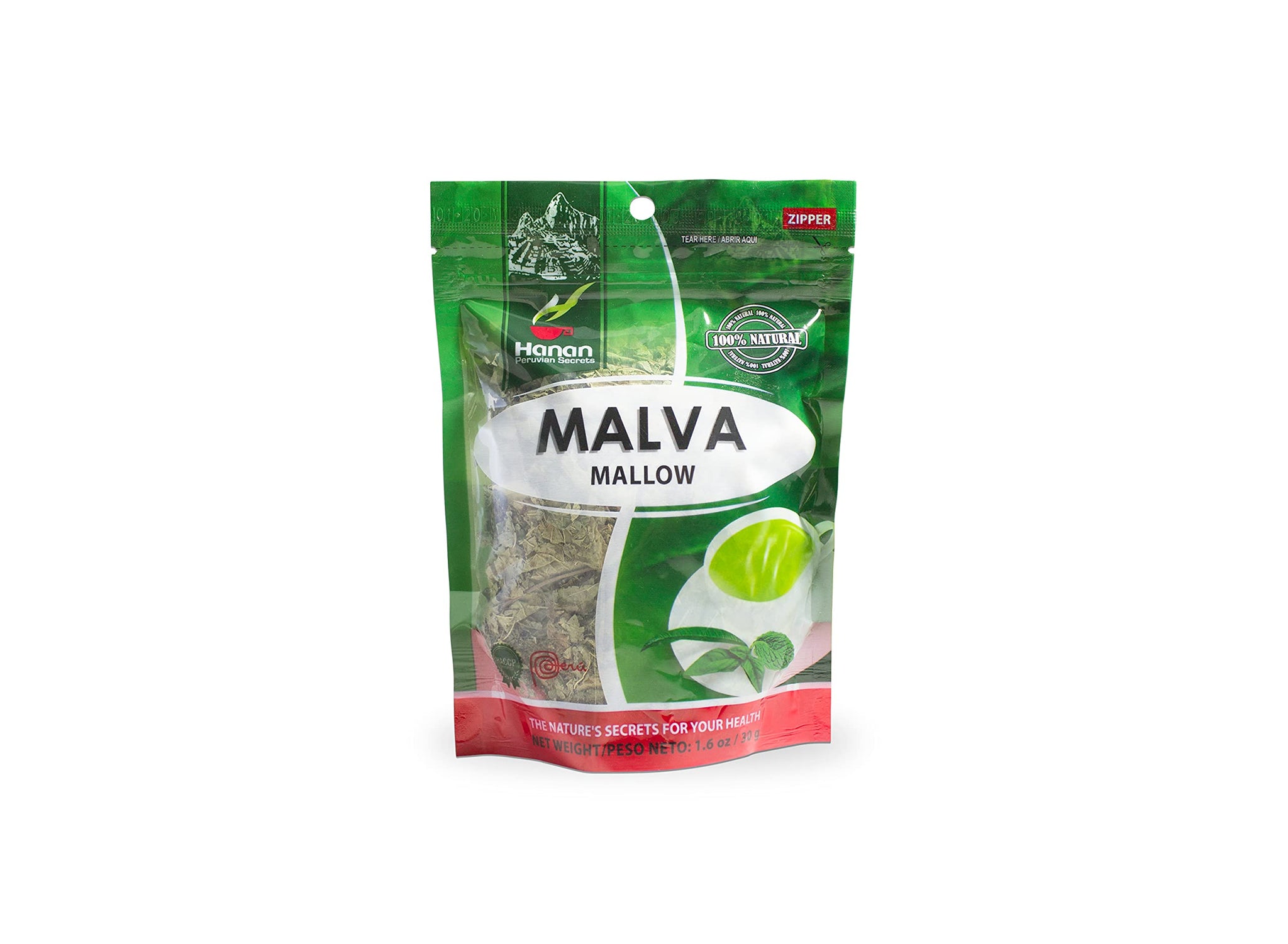 Hanan Peruvian Secrets Malva| 100% Natural Mallow | 1.06oz / 30g | Aids in Prevention of Gastric Disorders, Ulcers, and Constipation| Promotes Good