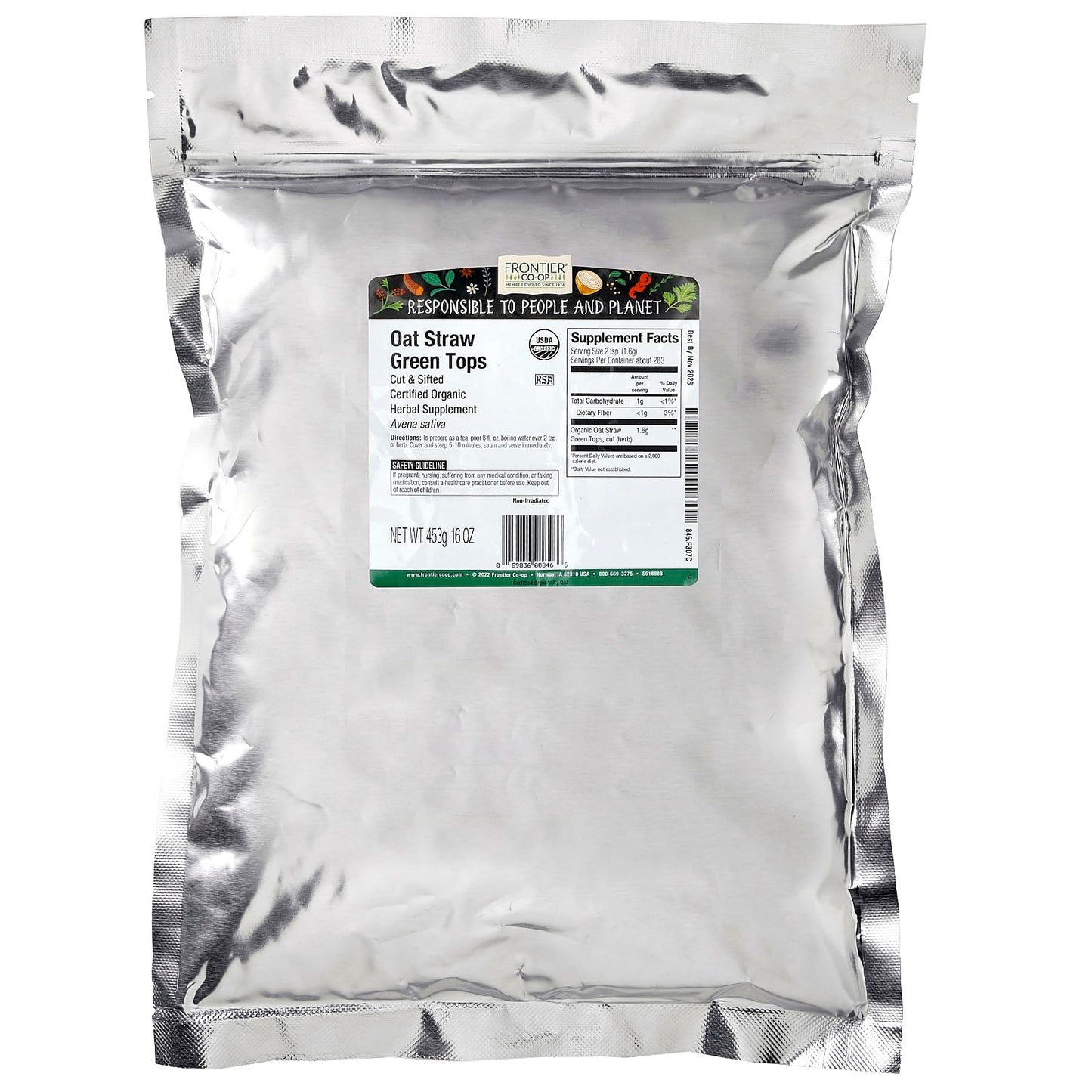 Frontier Co-op Organic Cut & Sifted Oatstraw Green Tops 1lb