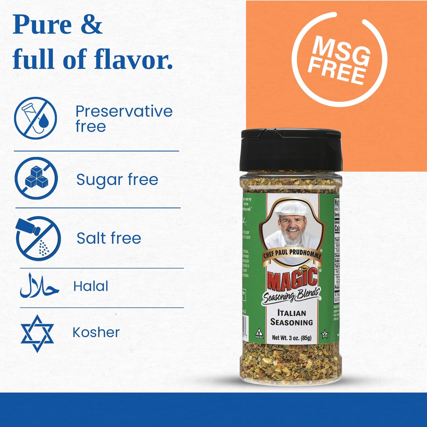 Chef Paul Magic Seasonings Blends Magic Italian Seasoning | No Sugar, No Salt Seasoning | Pure Parmesan cheese with herbs | Pizza Seasoning for Pasta