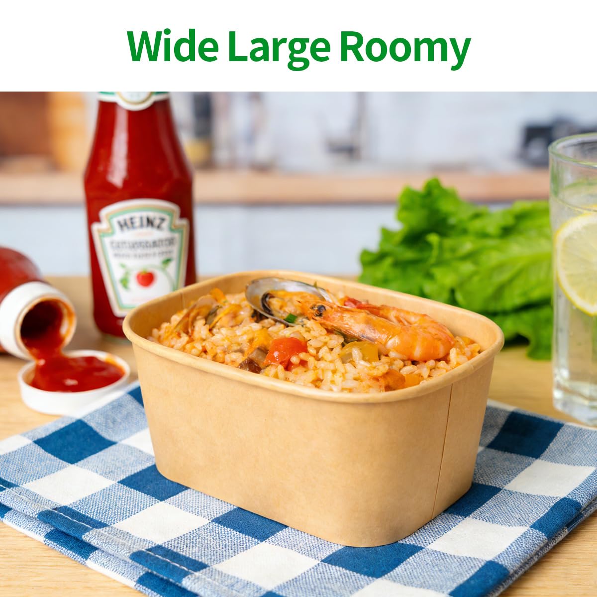 bloomoon 35 oz Paper Meal Prep Containers 50 Pack, Cardboard Food Containers with Lids for Lunch, Meal Prep Leftover Storage, Paper Togo Food