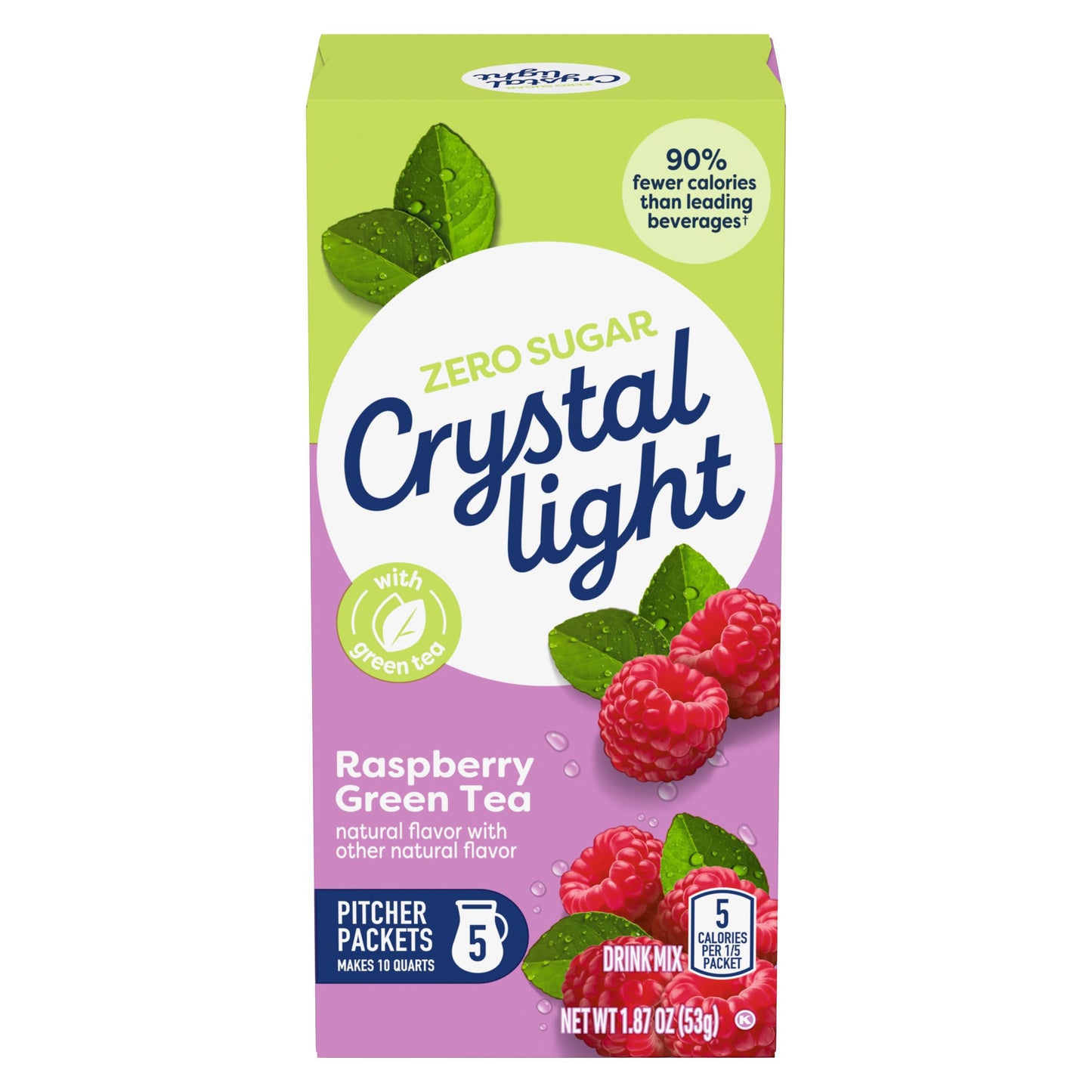 Crystal Light Drink Mix, 60 Pitcher Packets, for Flavorful Hydration and Shareable Refreshment, Naturally Flavored Raspberry Green Tea with other