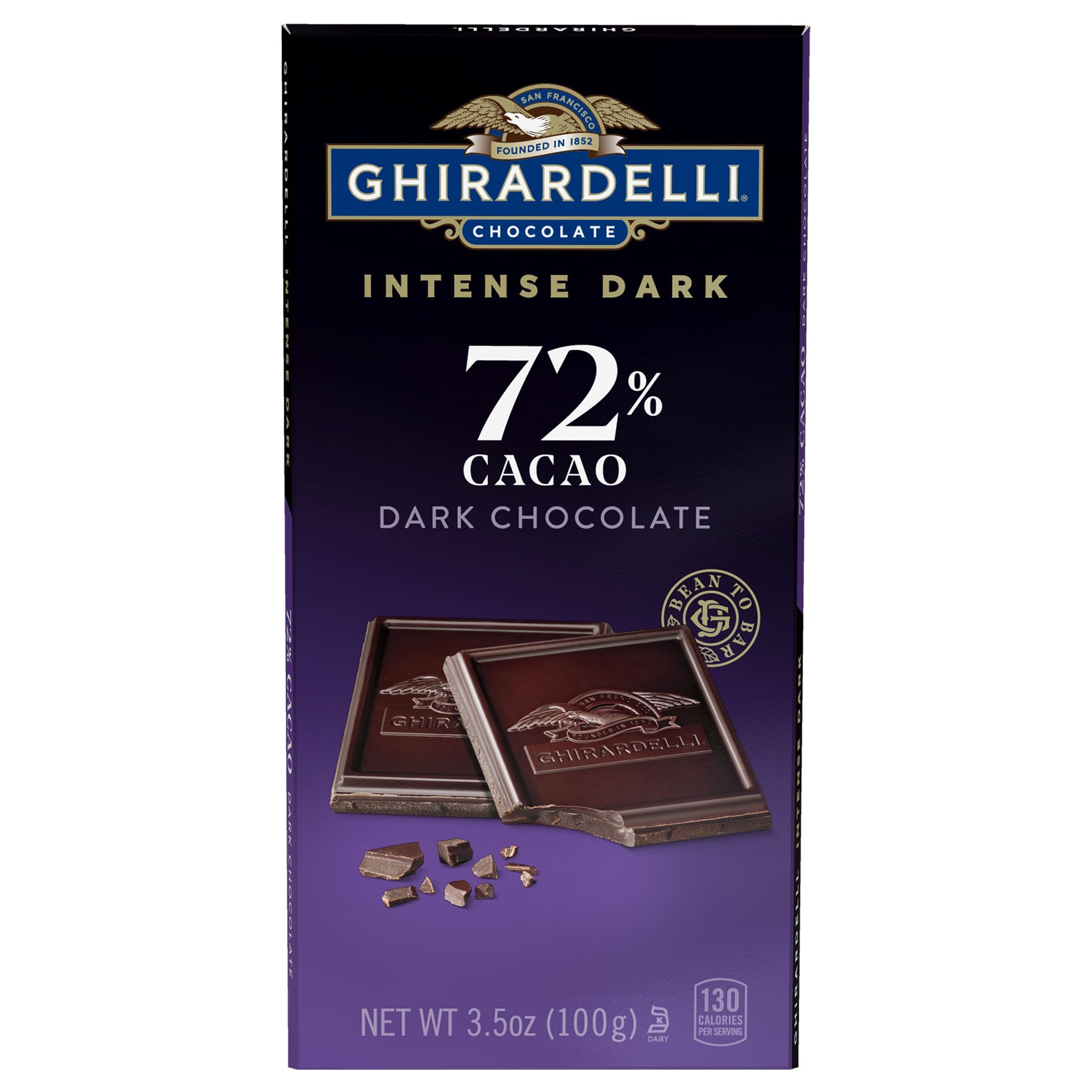 GHIRARDELLI Intense Dark Chocolate Bar, 72% Cacao, 3.5 Oz Bar