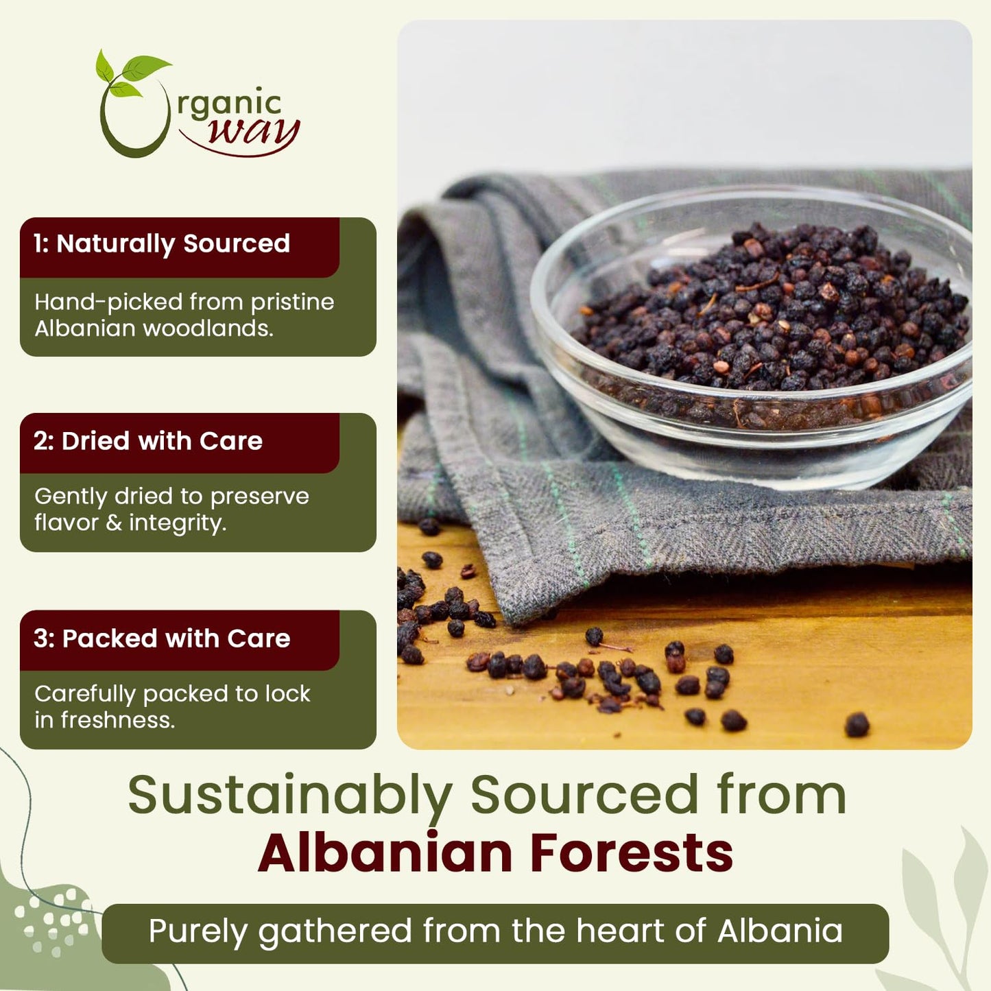 Organic Way Dried Elderberry Whole - Herbal Tea | European Wild-Harvest | Kosher & USDA Certified | Non-GMO & Gluten Free | Tested for Purity | 100%