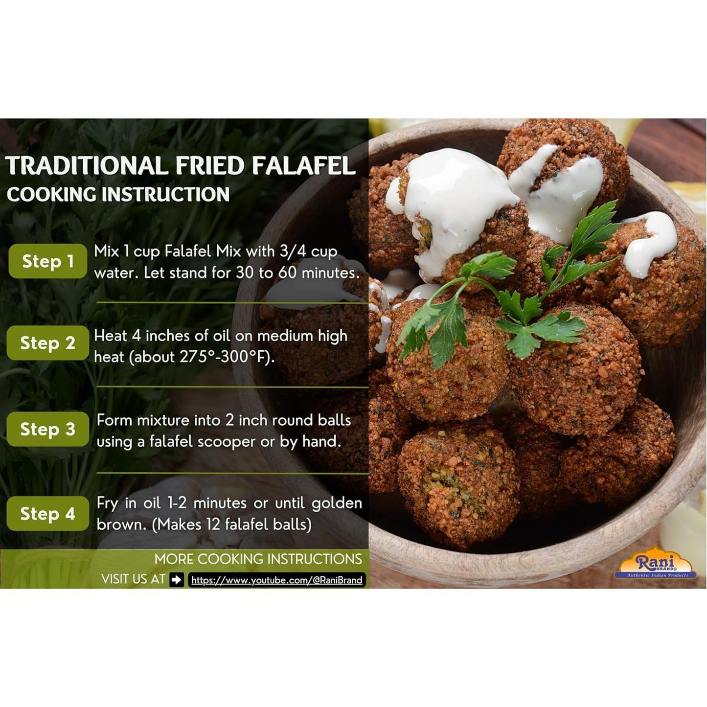 Rani Falafex Mix (Chickpeas & Spices Blend for Falafel) 48oz (3lbs) 1.36kg PET Jar ~ Gluten Friendly | NON-GMO | Kosher | Product of USA