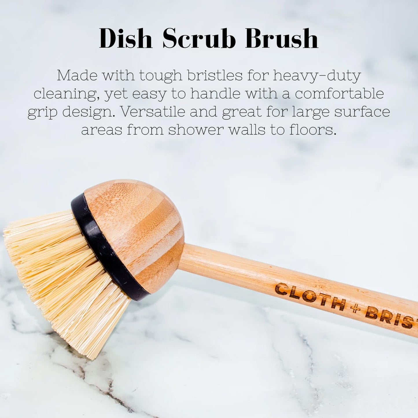 CLOTH & BRISTLE Bamboo Cleaning Brush Combo Set, Versatile Dish Scrub, Pot, and Detail Brushes for Kitchen, Grout, and Household Cleaning, Sustainable