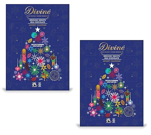Divine Advent Calendars - Pack of 2 - Milk Chocolate - Delicious Traditions for Friends and Family - Great for Sharing - Great Taste and Fun to Use