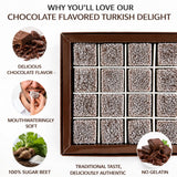 Turkish Delight Chocolate Flavor 450g (~1lb) - Traditional Lokum Candy with Rich Chocolate Taste - Soft Chewy Gourmet Dessert - No Additives - Made