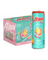Alani Nu JUICY PEACH, Sugar Free, Low Calorie Energy Drinks, 200mg Caffeine, Biotin, B Vitamins, Zero Sugar, 10 Calories, 12 Fl Oz Cans, 12 Pack