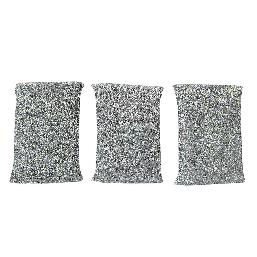 kela Sparkle sponges Pulito 3 Pieces of Polyester in Silver, 12.5 x 8 x 2.5 cm
