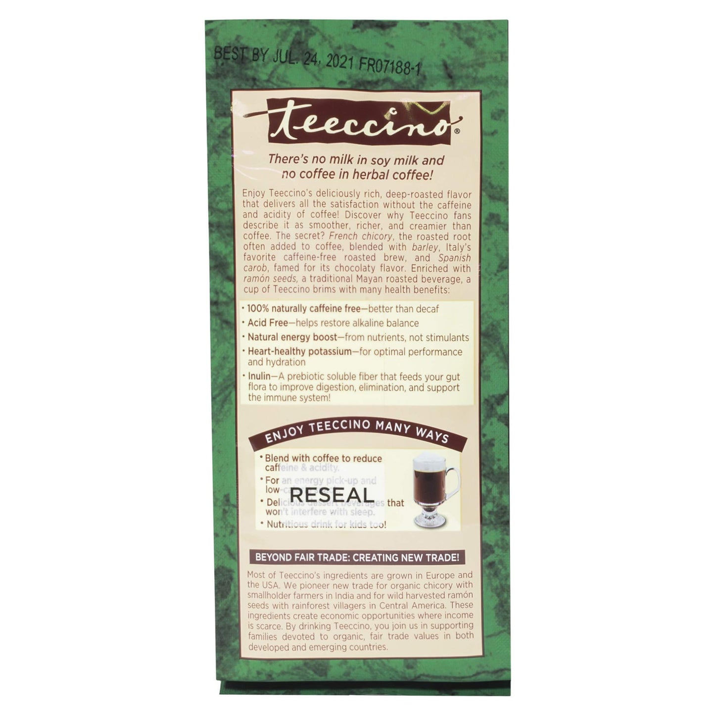 Teeccino Caffeine Free Herbal Coffee - Maya Chocolate - 11 oz (Pack of 6)