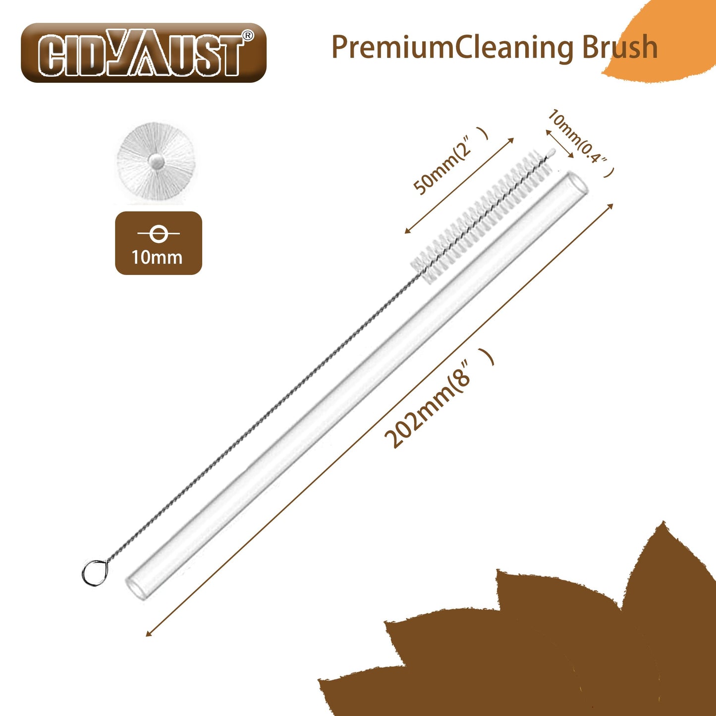 CIDYAUST Straw Cleaner Brush with 304 Stainless Steel and Nylon Bristles, Straw Brush for Stanley Cup/Glass/Silicone Straw, Baby Bottle or Hummingbird