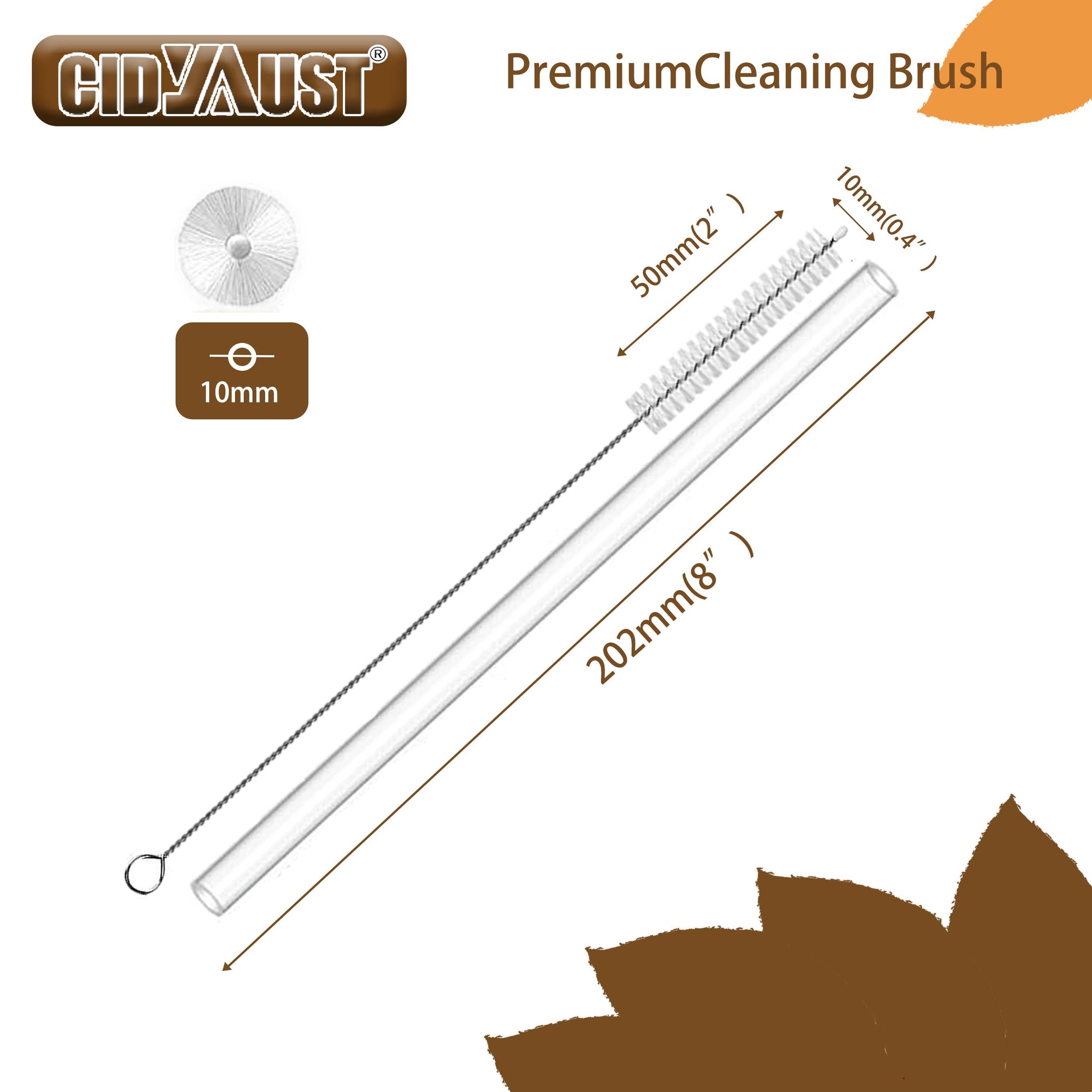 CIDYAUST Straw Cleaner Brush with 304 Stainless Steel and Nylon Bristles, Straw Brush for Stanley Cup/Glass/Silicone Straw, Baby Bottle or Hummingbird