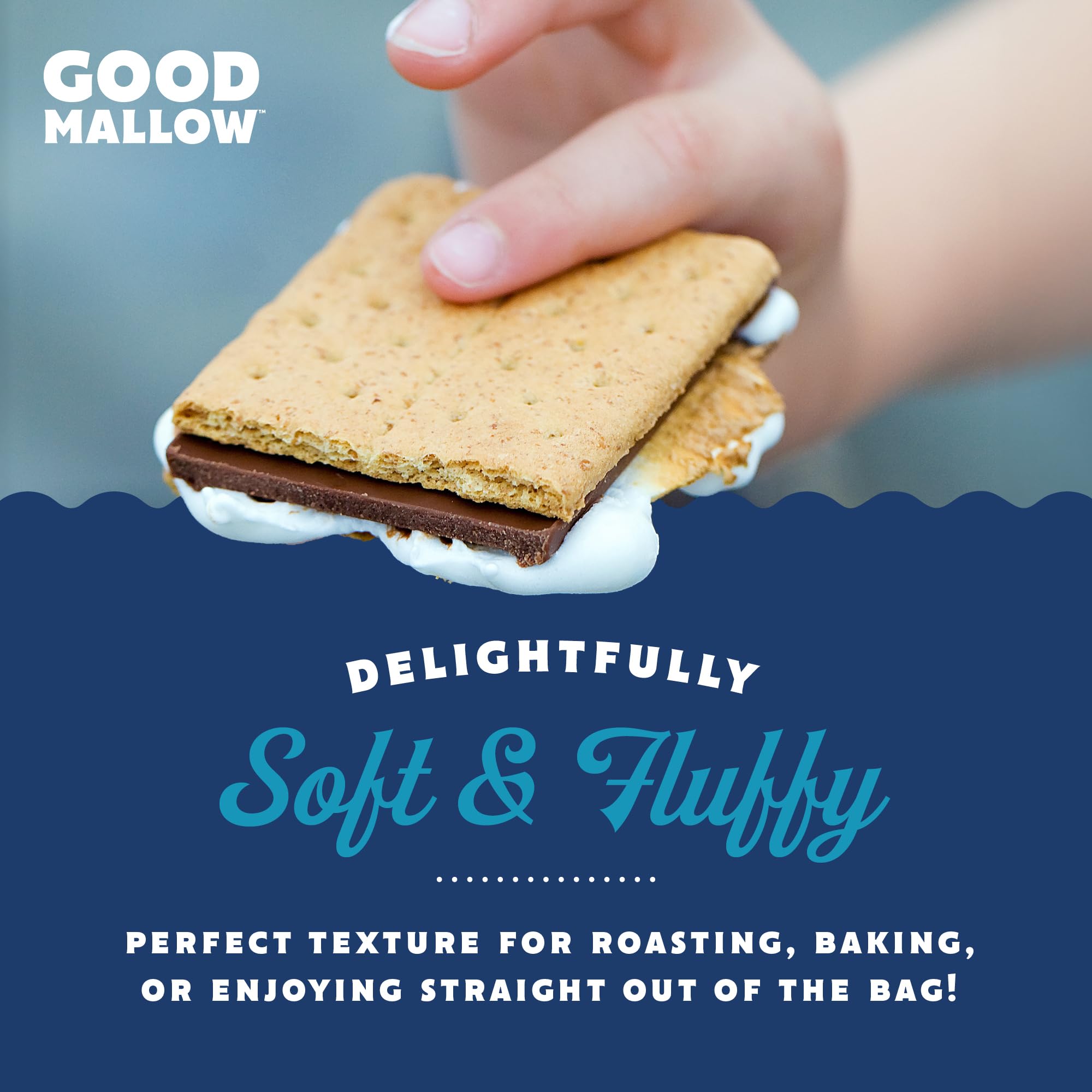 GoodMallow Vegan Marshmallows - Large Kosher Halal Gluten Free Dairy Free Healthy- Natural Gelatin Free Marshmallows for Hot Chocolate, Smores, Baking