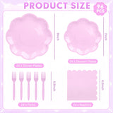 ZUQMZUQ 96 Pcs Purple Paper Plates and Napkins Set 9'' Mothers Day Plates, 7'' Dessert Plate, Plastic Forks, lavender Party supplies for Baby Shower