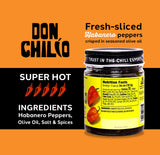 Don Chilio Hot Habanero Mexican Chile Crisp, 5 oz., 3 Pack - Crunchy Sliced Habanero Fried Chili Peppers in Hot Seasoned 100% Olive Oil