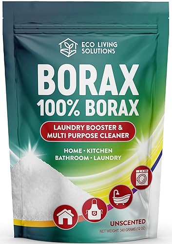 Eco Living Solutions - Borax Powder | Laundry Detergent Powder | Laundry Booster | Great Washing Machine Cleaner | Multi-Purpose Household Cleaner (12