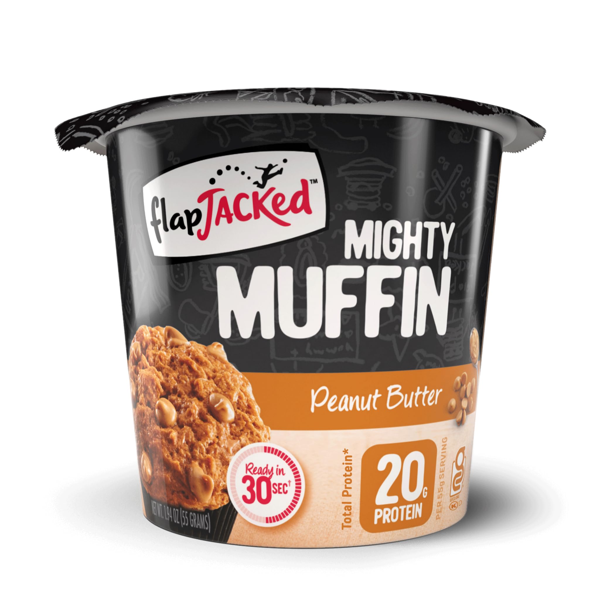 FlapJacked Mighty Muffins, Gluten-Free Peanut Butter, 12 Count (FID27470)