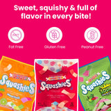 Smarties Squashies Foam Gummy Candies - Raspberry & Cream, Mixed Fruit, Sour Cherry & Apple - Peanut Free & Gluten Free Soft Chewy Candy for Parties