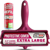 Metkix Large Lint Roller 6.3" with Extra Refill -120 Sticky Sheets, Protective Cover Design, Big Lint Roller for Pet Hair, Furniture, Bed, Couch