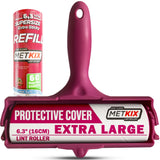 Metkix Large Lint Roller 6.3" with Extra Refill -120 Sticky Sheets, Protective Cover Design, Big Lint Roller for Pet Hair, Furniture, Bed, Couch