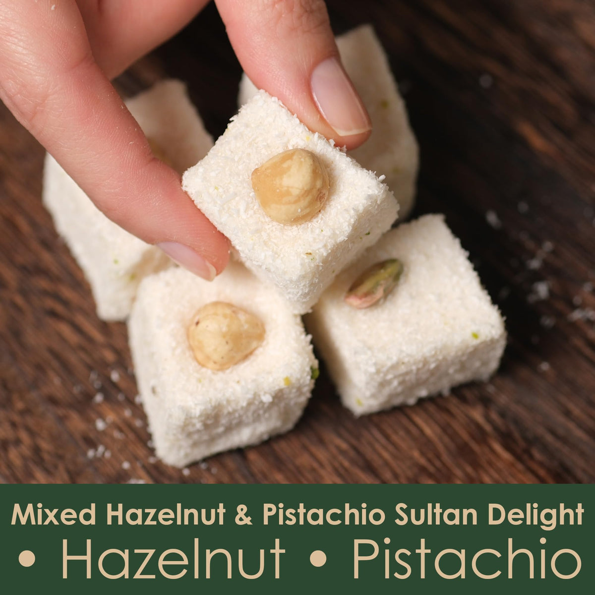 Turkish Delights Candy Gift Box - Hazelnut and Pistachio Turkish Delight, Soft Sultana Lokum Candy, Traditional Turkish Food Sweet, 17.6 oz (500g)