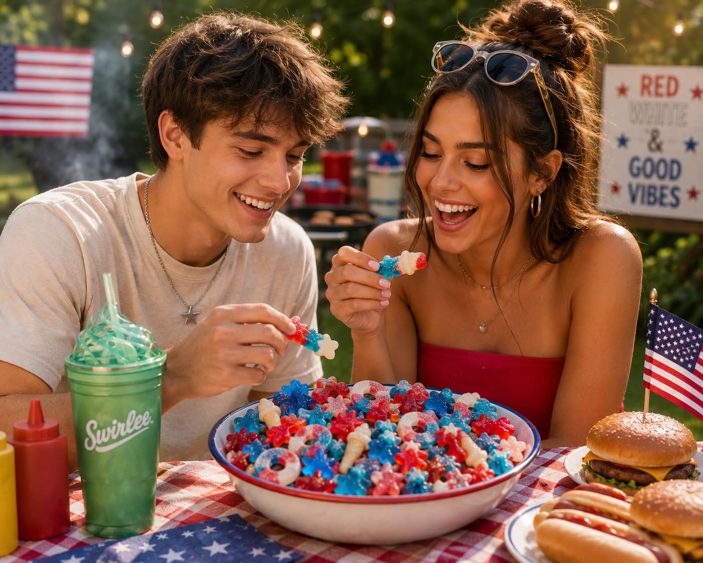 Wuzzler™ Stars & Stripes Mix by Swirlee Pop™ - 2 lb Patriotic Candy Variety Mix for Summer Parties, BBQs & Events.