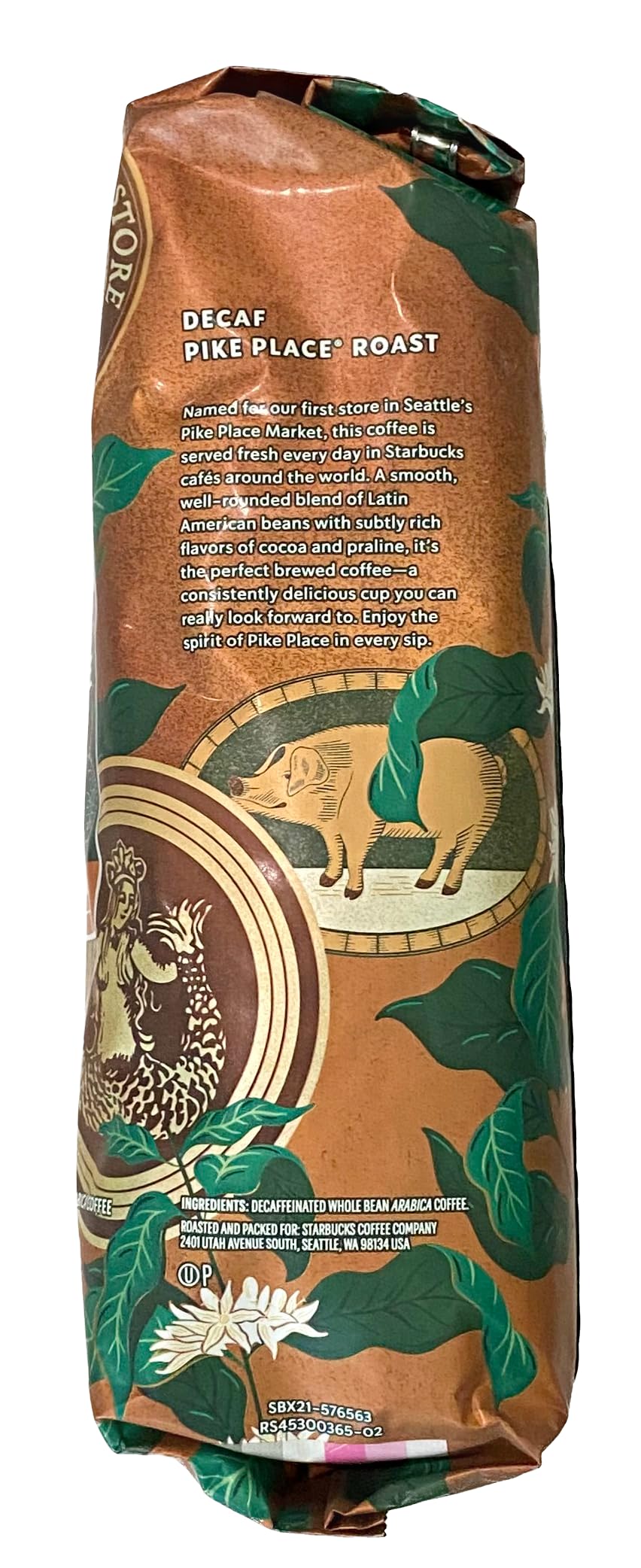 Starbucks Decaf Whole Bean Coffee, Pike Place , 16 OZ