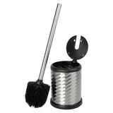 Bath Bliss Self Closing Lid Holder Swirl Toilet Brush in Stainless Steel