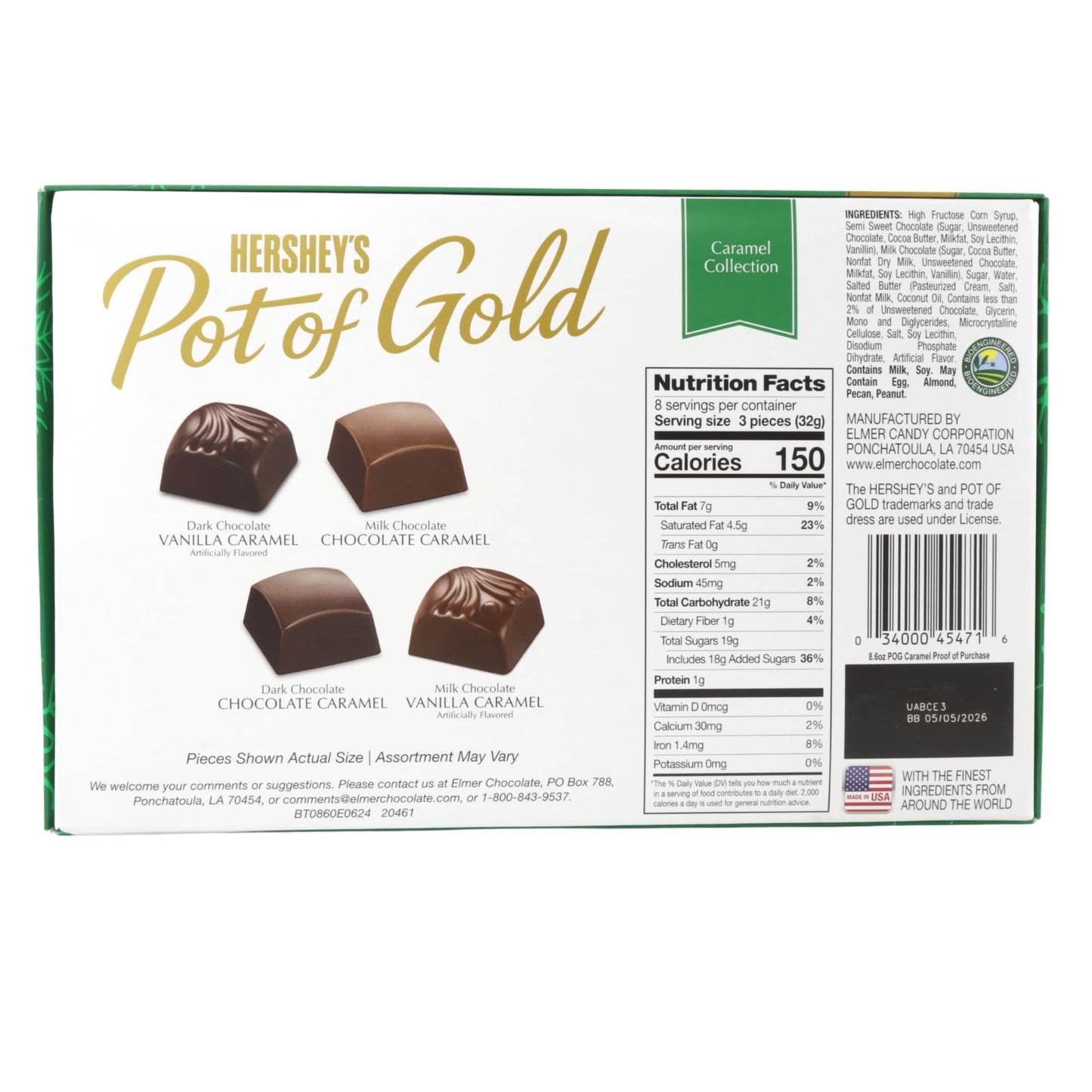 HERSHEY'S Christmas Pot of Gold Milk Chocolate Caramel Truffles Box, Candy Gift Set, 24 Total Pieces, 8.75 Ounces