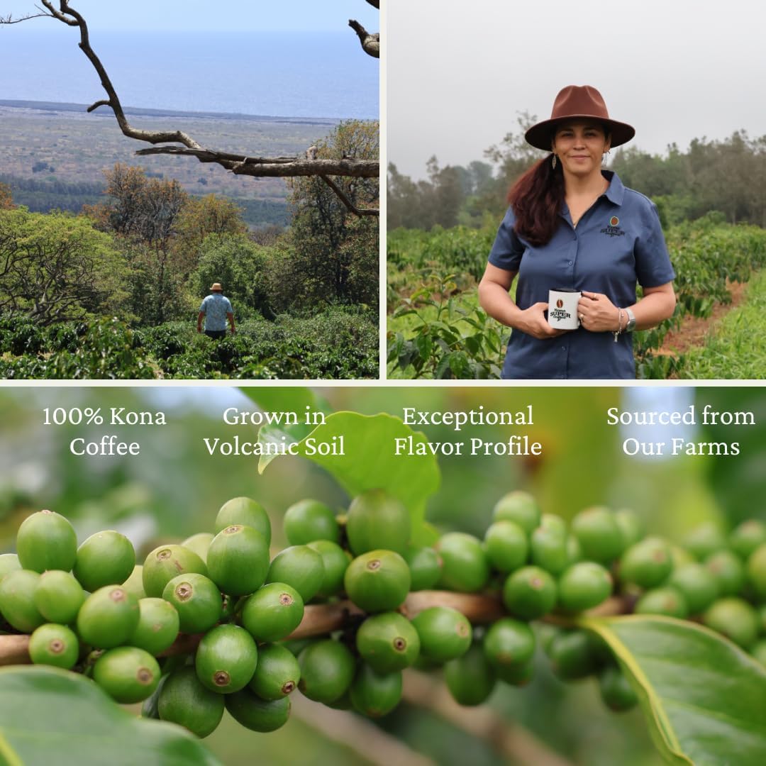 Kona Super Coffee 100% Kona Coffee - Kona Peaberry, Medium Dark Roast, Whole Bean (16oz bag)