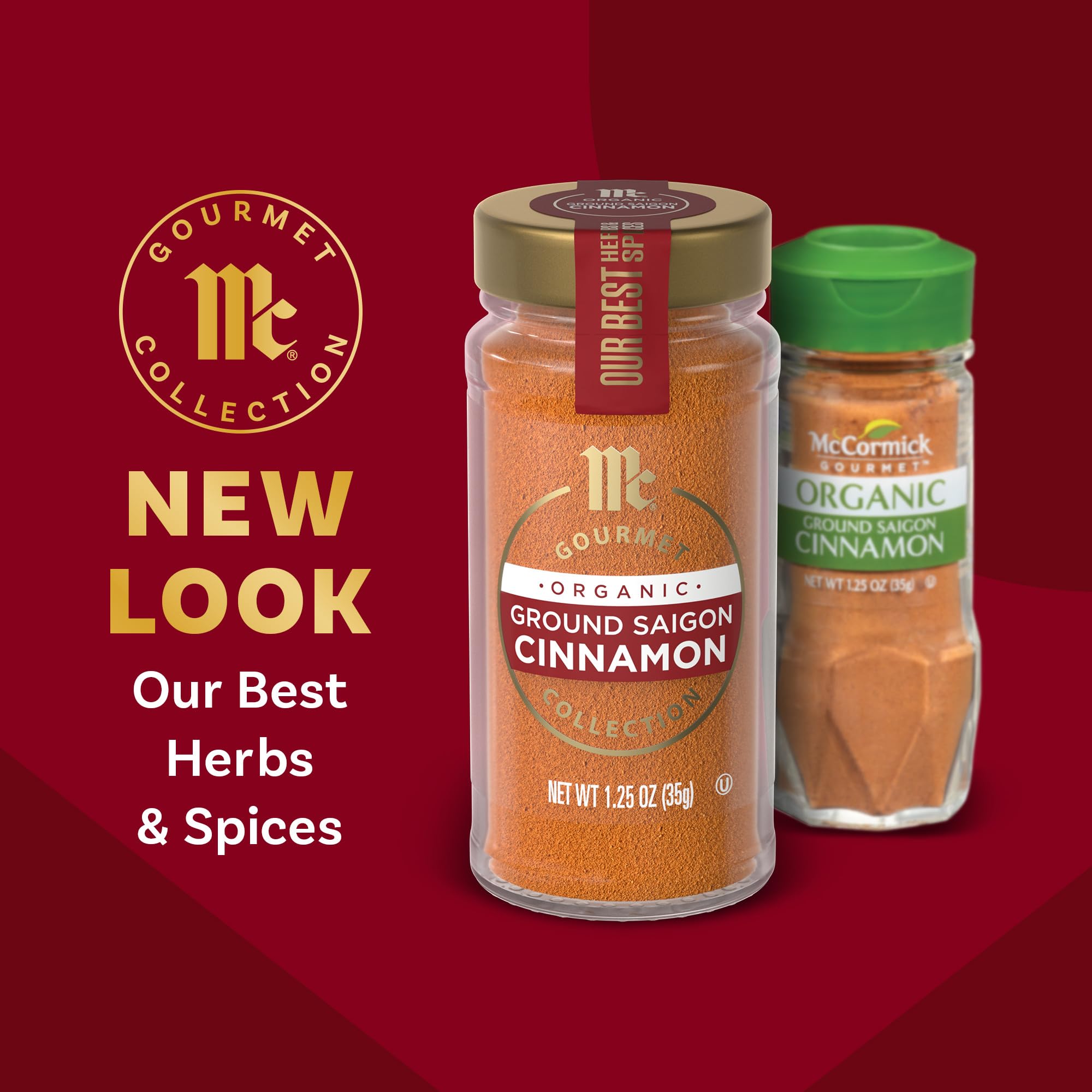 McCormick Gourmet Collection Saigon Cinnamon, Ground, Organic, Non GMO, Our Best Herbs & Spices, Sweet Flavor, Spicy Aroma, Elevate French Toast