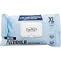 ForPro Professional Collection Disposable Nitrile Gloves, Chemical Resistant, Powder-Free, Latex-Free, Non-Sterile, Food Safe, 4 Mil, Blue, X-Large